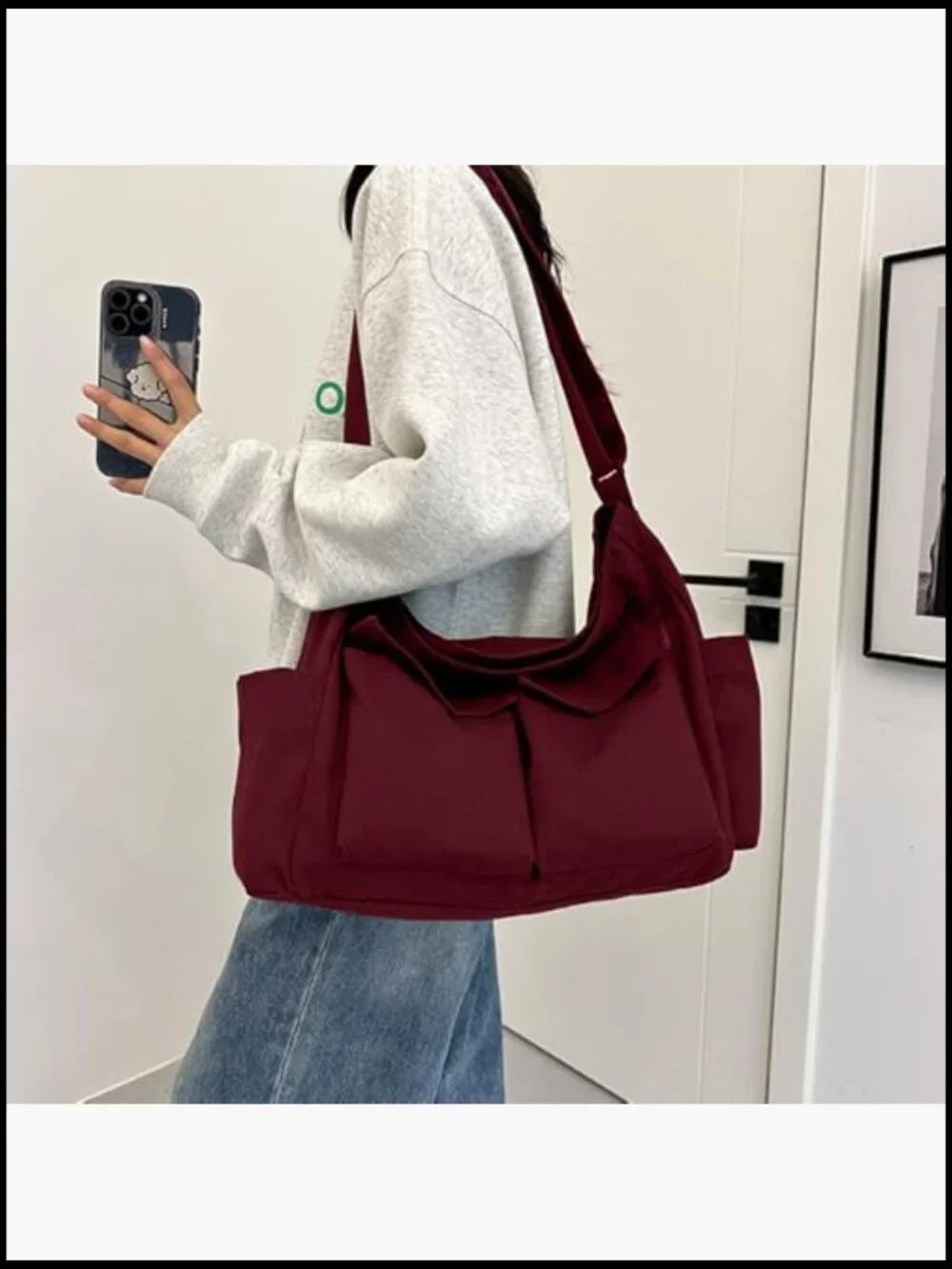 Canvas Messenger Bag Large Crossbody with Multiple Pockets Shoulder Tote for